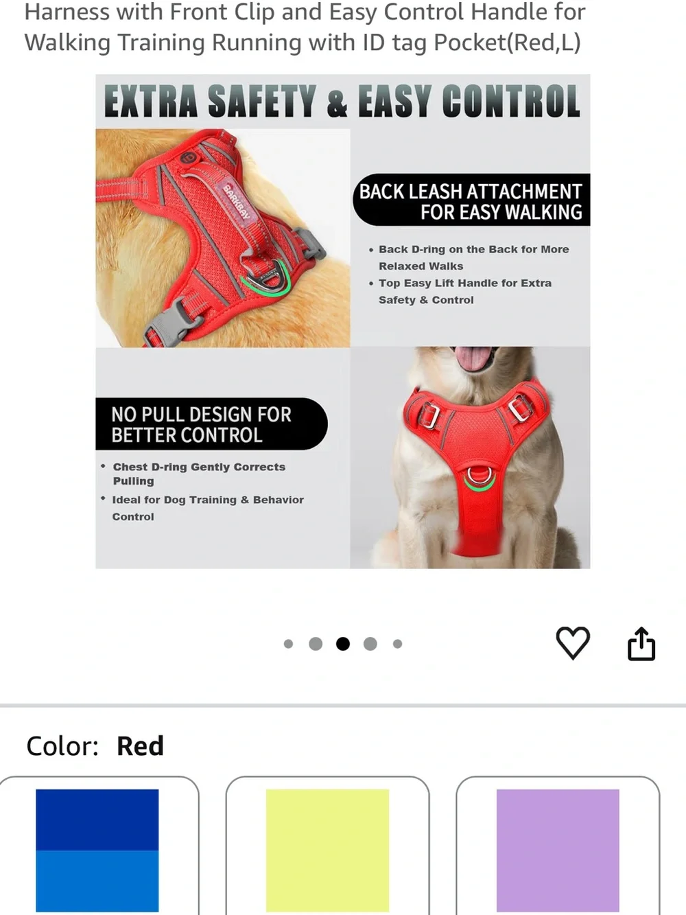 Barkbay Red & Black Padded Dog Harness - Medium
